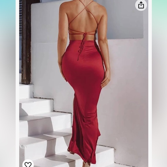 Amazon Just Quella Red Satin Strappy Dress, NWT - Picture 4 of 7